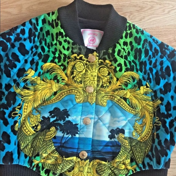 Versace x H&M Cropped Baroque Velvet Bomber sz 4 - Picture 2 of 5